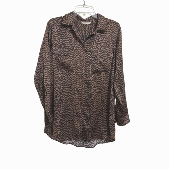 Soft Surroundings Tops - Soft Surroundings Leopard Print Silk Button Up Blouse Excellent Condition